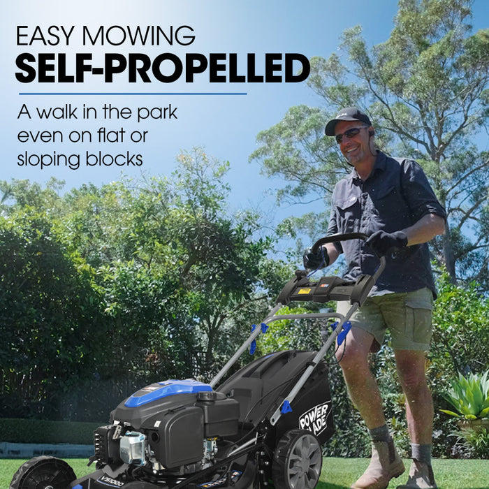 22" 224Cc Self-Propelled Lawn Mower Electric Start 7 Height Steel Deck Deck Wash Port Ohv 4-Stroke Petrol - Vs1000