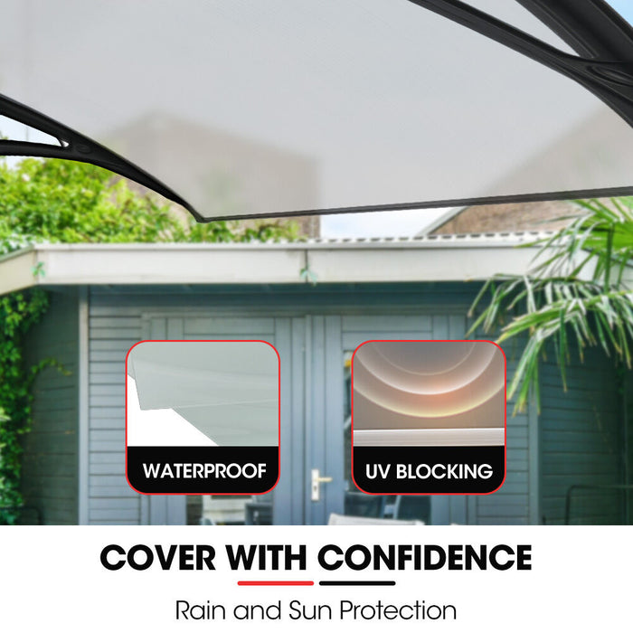 1X1M Aluminium Exterior Awning Black Diy External Uv Rain Protection Clear Polycarbonate Canopy Cover