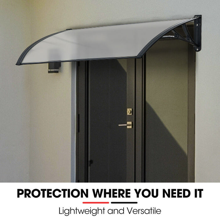 1X1M Aluminium Exterior Awning Black Diy External Uv Rain Protection Clear Polycarbonate Canopy Cover