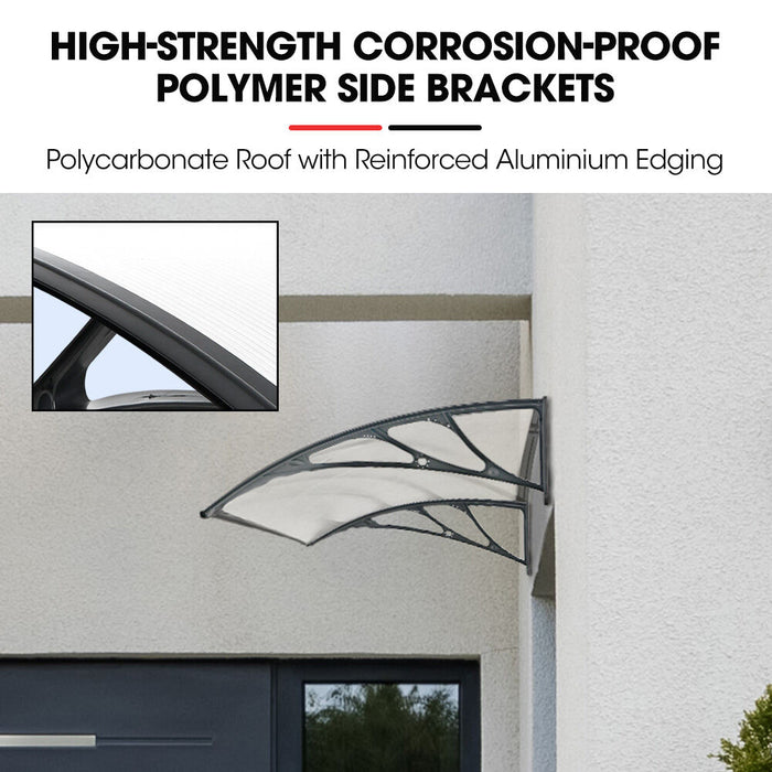 1X1M Aluminium Exterior Awning Black Diy External Uv Rain Protection Clear Polycarbonate Canopy Cover