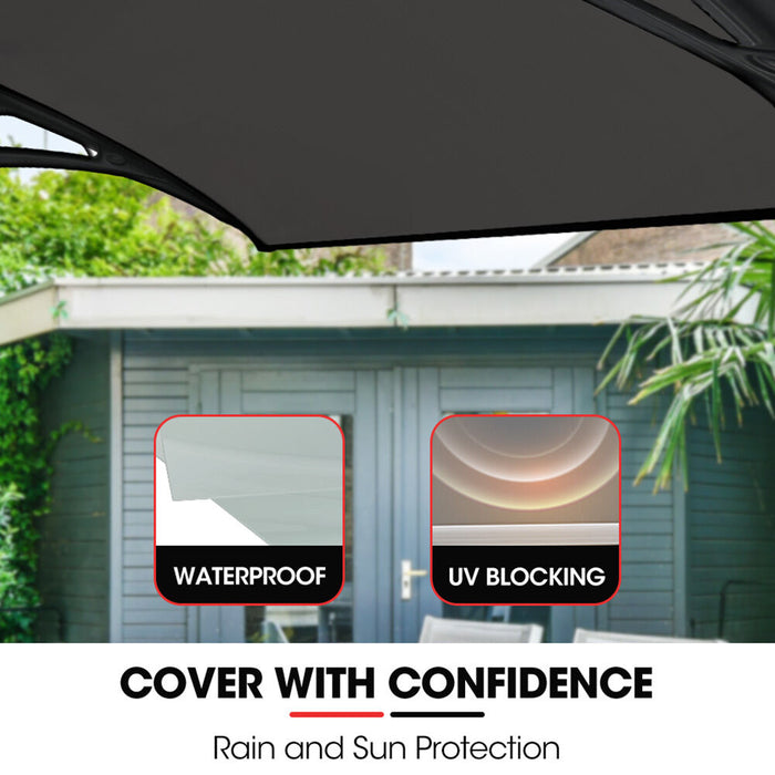 1X1M Aluminium Exterior Awning Black Diy External Uv Rain Protection Grey Tinted Polycarbonate Canopy Cover