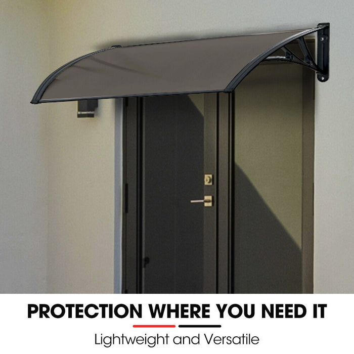 1X1M Aluminium Exterior Awning Black Diy External Uv Rain Protection Grey Tinted Polycarbonate Canopy Cover