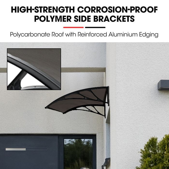 1X1M Aluminium Exterior Awning Black Diy External Uv Rain Protection Grey Tinted Polycarbonate Canopy Cover