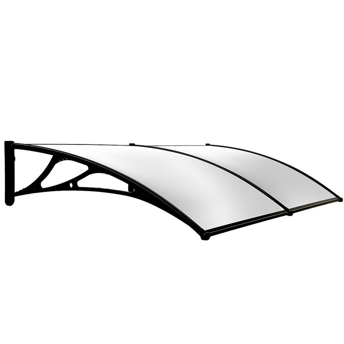 2X1M Aluminium Exterior Awning Black Diy External Uv Rain Protection Clear Polycarbonate Canopy Cover