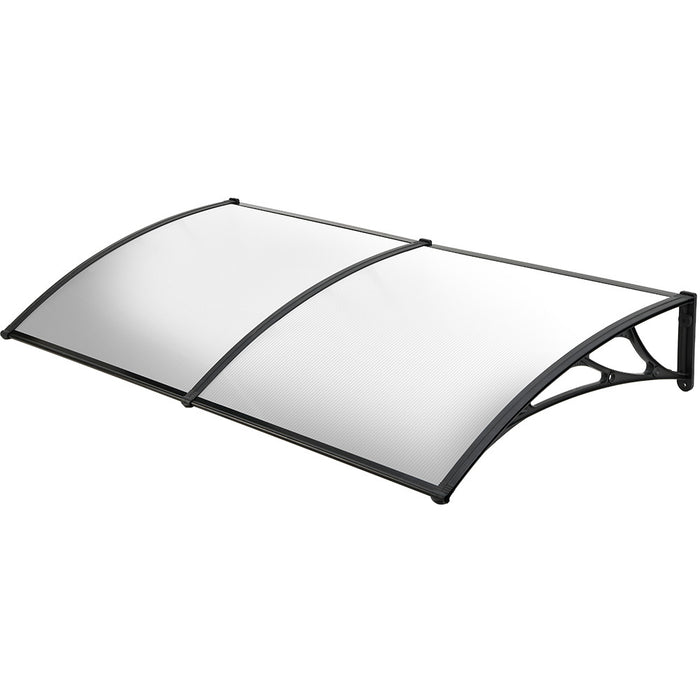2X1M Aluminium Exterior Awning Black Diy External Uv Rain Protection Clear Polycarbonate Canopy Cover