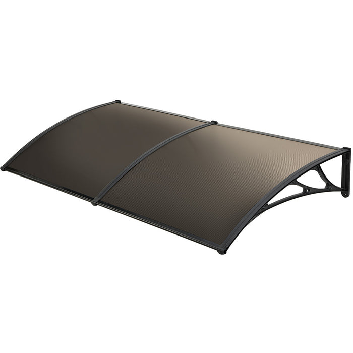 2X1M Aluminium Exterior Awning Black Diy External Uv Rain Protection Grey Tinted Polycarbonate Canopy Cover