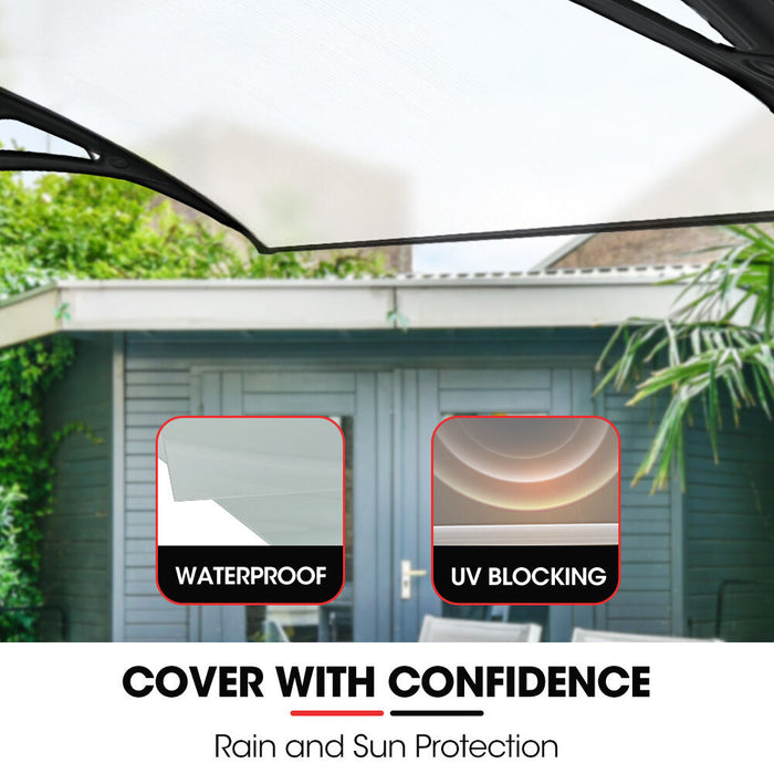 3X1M Aluminium Exterior Awning Black Diy External Uv Rain Protection Clear Polycarbonate Canopy Cover