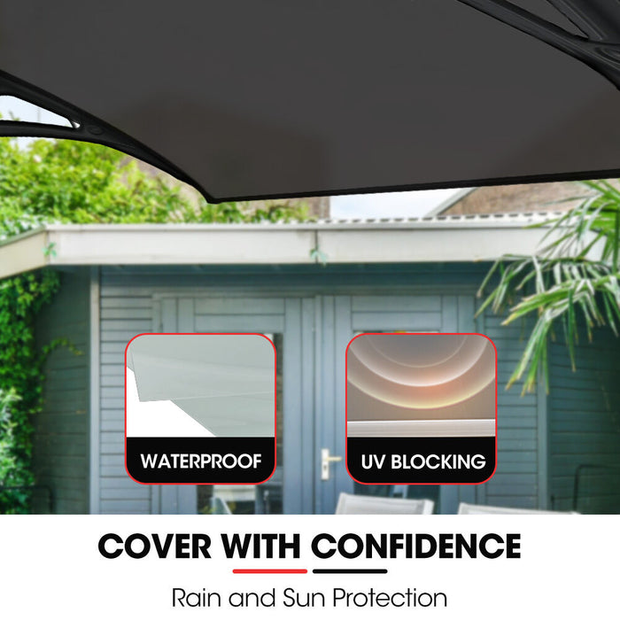 3X1M Aluminium Exterior Awning Black Diy External Uv Rain Protection Grey Tinted Polycarbonate Canopy Cover