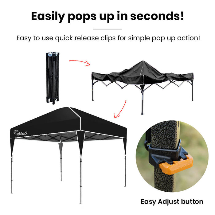 3.6X2.2M Ultra Compact Folding Gazebo Carry Bag Portable Outdoor Popup Marquee For Camping Beach Black