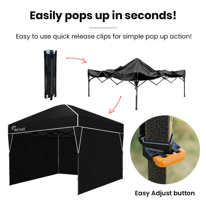 3.6X2.2M Ultra Compact Folding Gazebo Walls Carry Bag Portable Outdoor Popup Marquee For Camping Beach Black