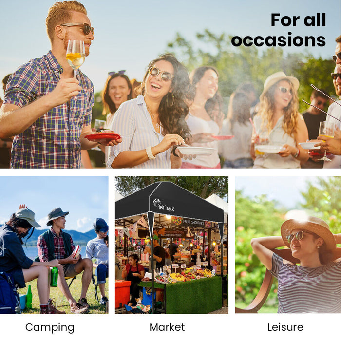 3.6X2.2M Ultra Compact Folding Gazebo Walls Carry Bag Portable Outdoor Popup Marquee For Camping Beach Black