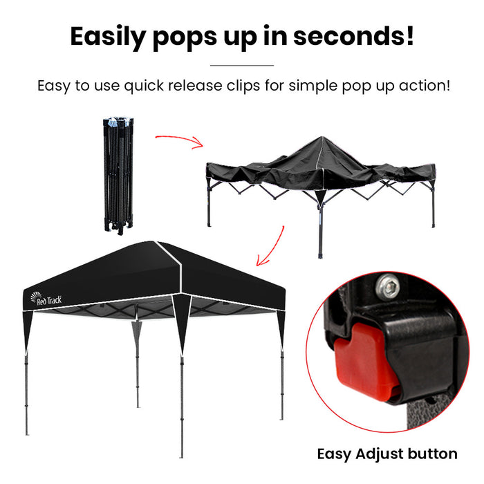 3X3M Ultra Compact Folding Gazebo Carry Bag Portable Outdoor Popup Marquee For Camping Beach Black
