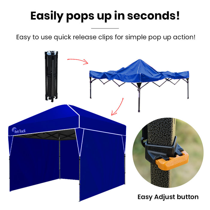 3X3M Ultra Compact Folding Gazebo Walls Carry Bag Portable Outdoor Popup Marquee For Camping Beach Navy Blue