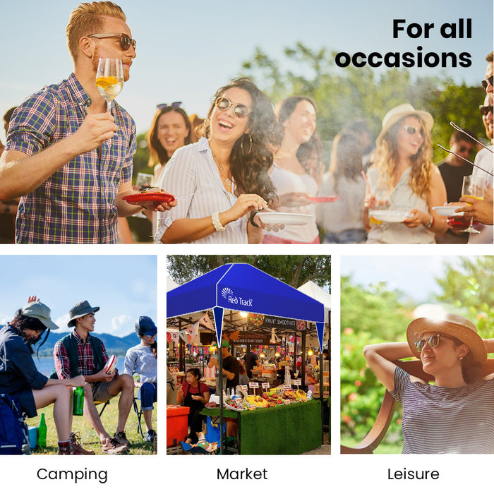 3X3M Ultra Compact Folding Gazebo Walls Carry Bag Portable Outdoor Popup Marquee For Camping Beach Navy Blue