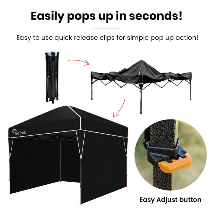 3X3M Ultra Compact Folding Gazebo Walls Carry Bag Portable Outdoor Popup Marquee For Camping Beach Black