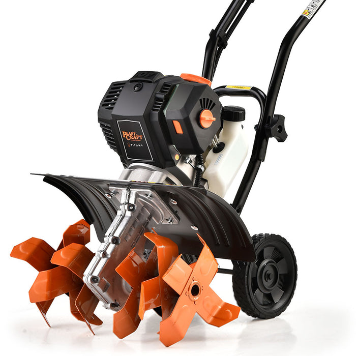 46Cc Garden Cultivator Tiller Handheld 15" Inch Petrol 4-Stroke Titan 9