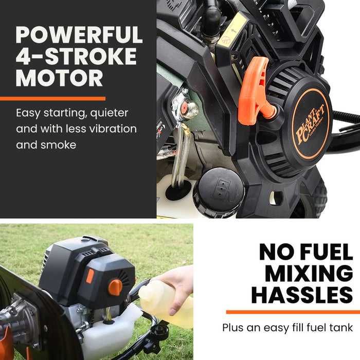 46Cc Garden Cultivator Tiller Handheld 15" Inch Petrol 4-Stroke Titan 9