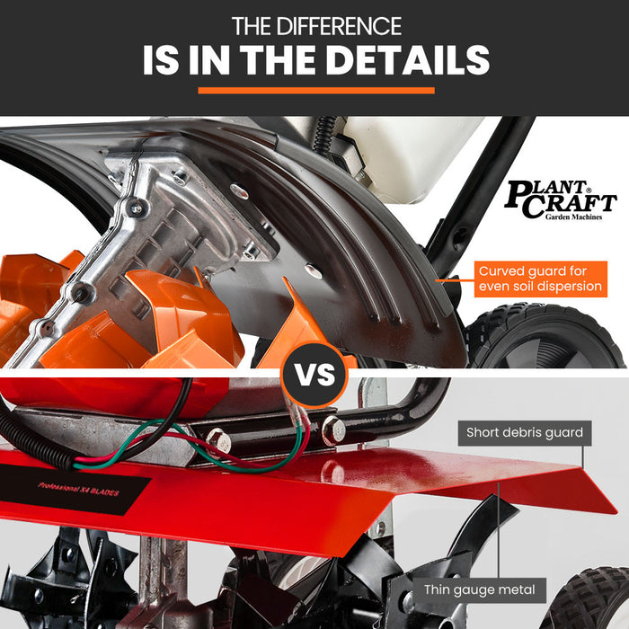 46Cc Garden Cultivator Tiller Handheld 15" Inch Petrol 4-Stroke Titan 9