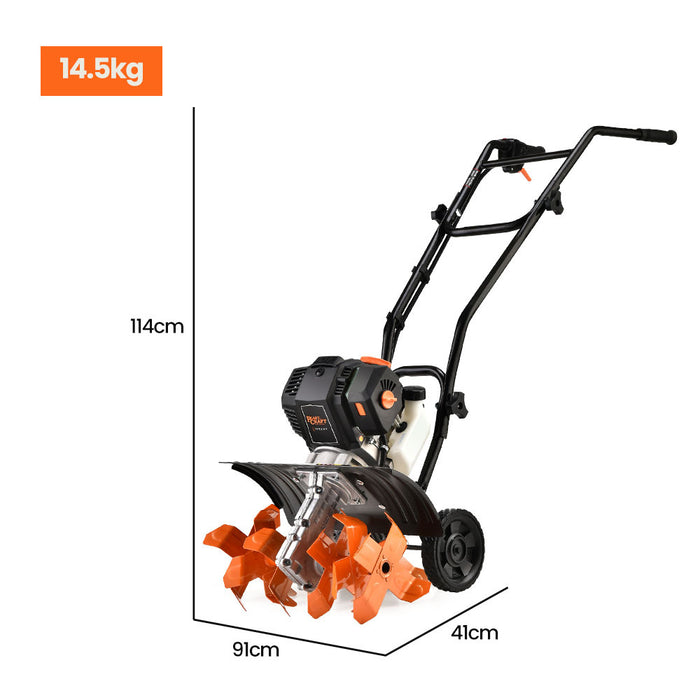 46Cc Garden Cultivator Tiller Handheld 15" Inch Petrol 4-Stroke Titan 9