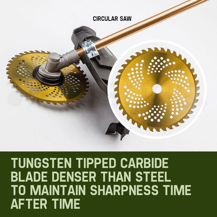 65Cc 9In1 Long Reach Garden Multi-Tool Pole Saw Hedge & Line Trimmer Brush Cutter 12 Inch Tree Trimming Pruning Chainsaw Bar 2 Extension Shafts