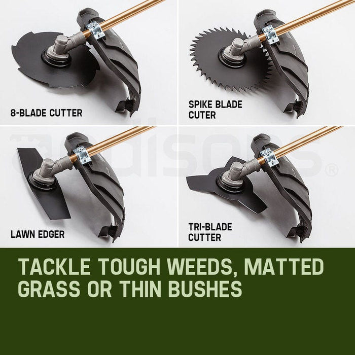 65Cc 9In1 Long Reach Garden Multi-Tool Pole Saw Hedge & Line Trimmer Brush Cutter 12 Inch Tree Trimming Pruning Chainsaw Bar 2 Extension Shafts