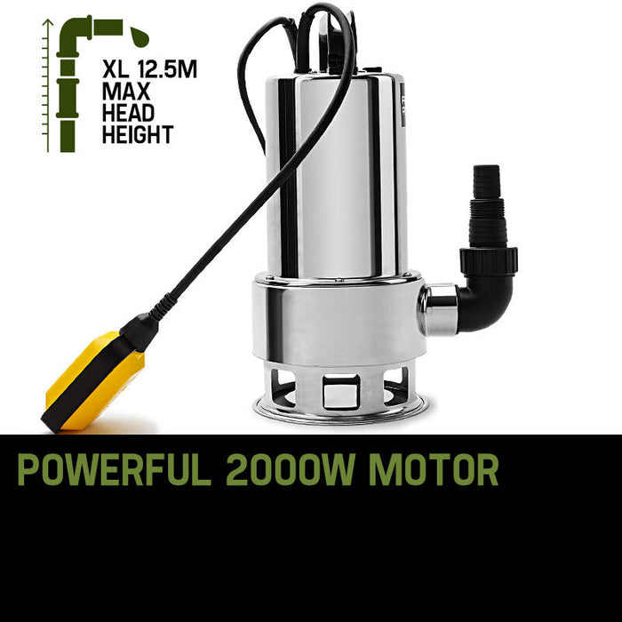 2000W Submersible Dirty Water Pump Bore Tank Well Steel Automatic