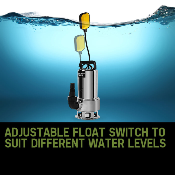 2000W Submersible Dirty Water Pump Bore Tank Well Steel Automatic