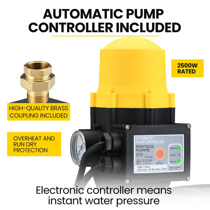 2350W Automatic High Pressure Water Jet Pump With Auto Digital Controller For Rainwater Tank Grey Water Irrigation