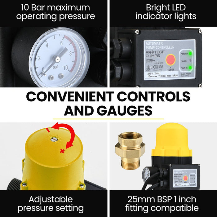 2350W Automatic High Pressure Water Jet Pump With Auto Digital Controller For Rainwater Tank Grey Water Irrigation