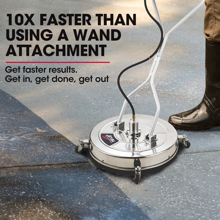 24" Stainless Steel Pressure Washer Surface Cleaner 3 / 8" Fitting With Yoke Handlebar For Concrete Driveway Patio Floor