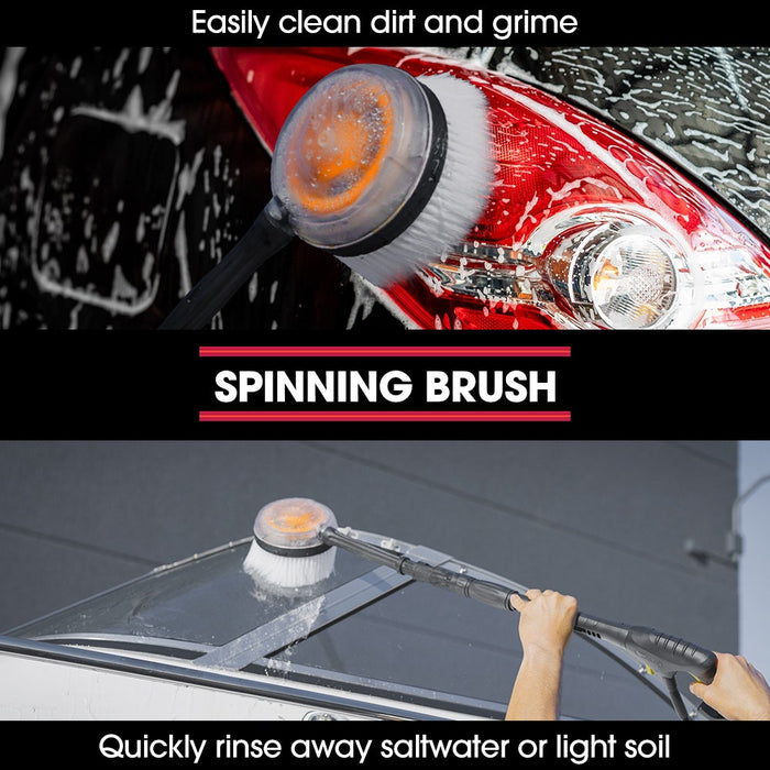 Rx550 Electric High Pressure Washer 3500Psi Ultimate Pack 5 Nozzles Spin & Wheel Brush Deck Cleaner Turbo Head Angled Lance 30M Hose Reach