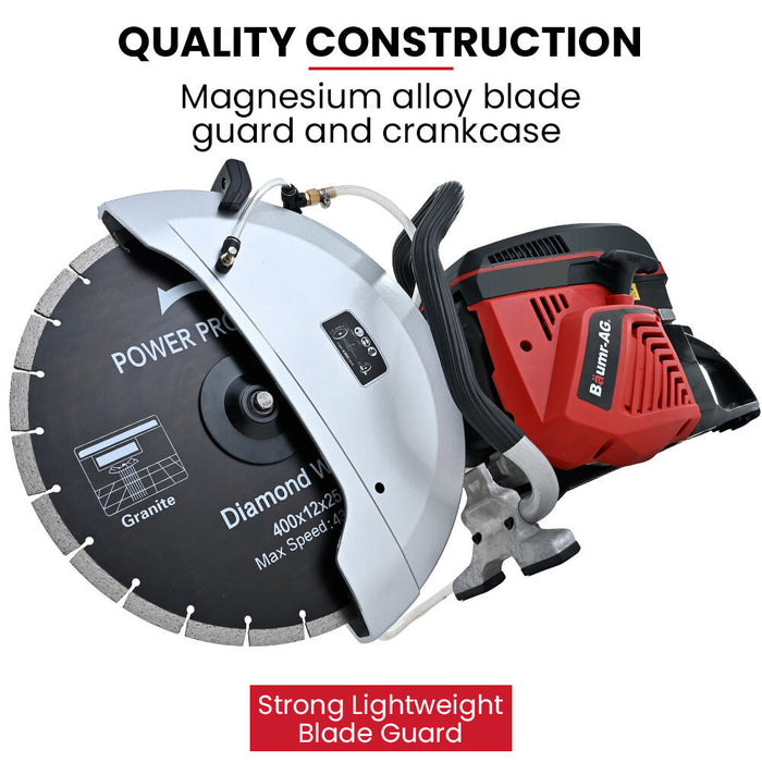 400Mm Professional Concrete Demolition Saw 94Cc 2-Stroke Wet And Dry Demo Cutting 16 Inch Diamond Blade Anti-Vibration System