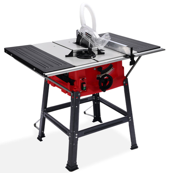 2000W 255Mm 10" Compound Table Saw With Stand Expandable Worktop Vacuum Port 45 Degree Bevel + / - 45 Degree Mitre Anti-Tip