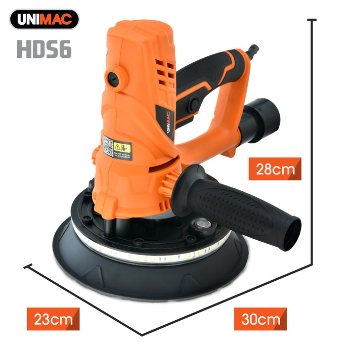 180Mm 850W Handheld Drywall Sander Electric Dry Wall Sanding Machine With Automatic Vacuum System Led Worklight 6X Sanding Discs