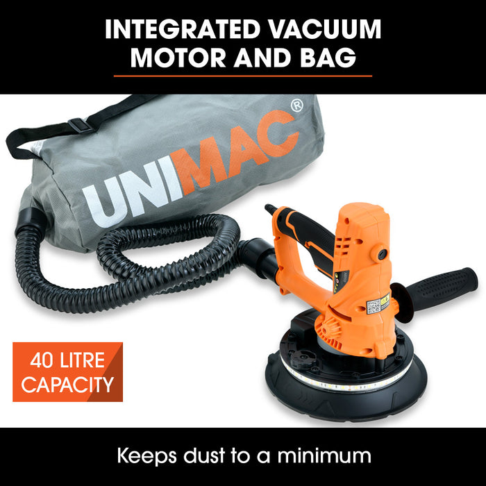 180Mm 850W Handheld Drywall Sander Electric Dry Wall Sanding Machine With Automatic Vacuum System Led Worklight 6X Sanding Discs