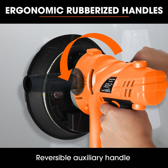 180Mm 850W Handheld Drywall Sander Electric Dry Wall Sanding Machine With Automatic Vacuum System Led Worklight 6X Sanding Discs