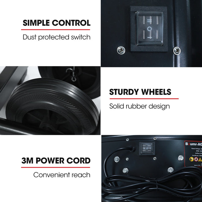 24 Inch 610Mm 260W Industrial Mobile Floor Drum Fan Tilting Large Commercial Heavy-Duty Frame Eess Certified