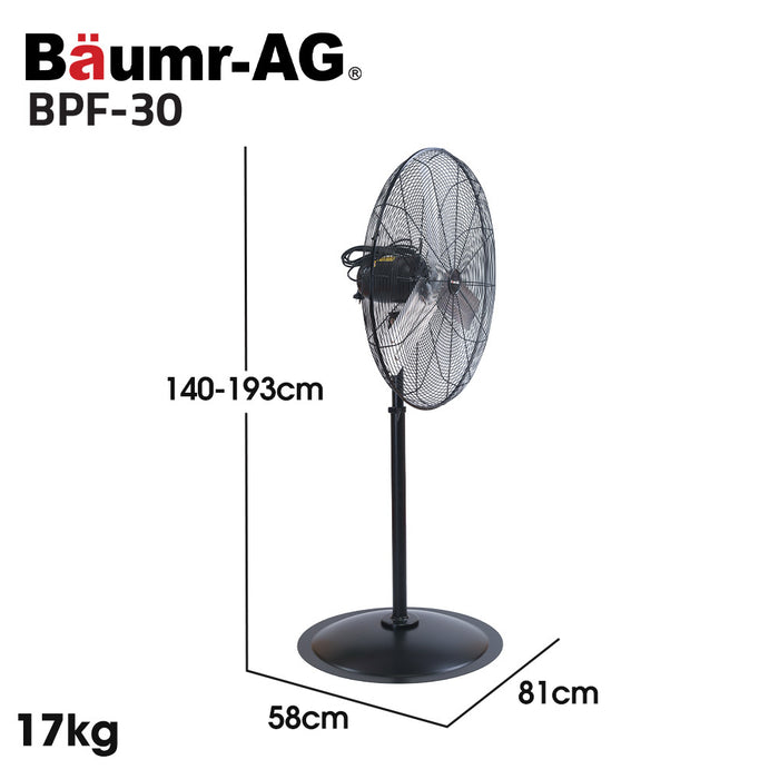 30 Inch 762Mm 300W Industrial Pedestal Fan Large Commercial Heavy-Duty 3 Speed Eess Certified