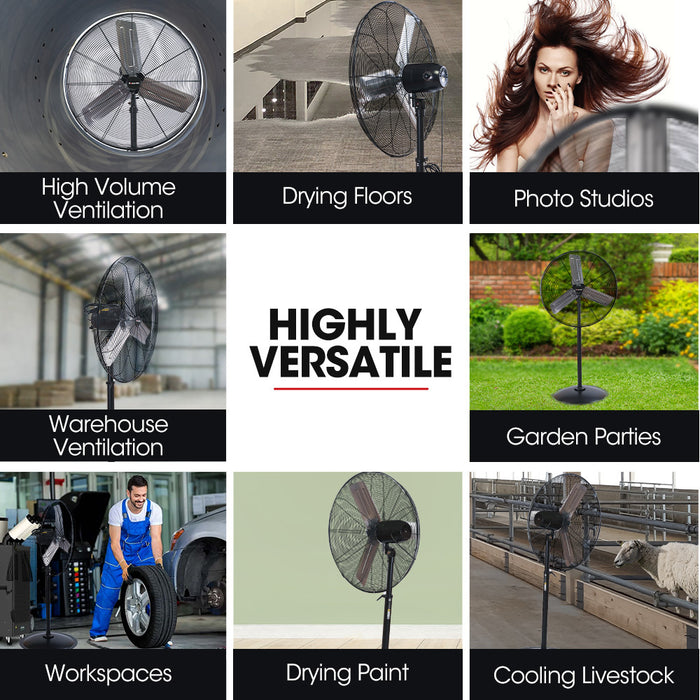 30 Inch 762Mm 300W Industrial Pedestal Fan Large Commercial Heavy-Duty 3 Speed Eess Certified