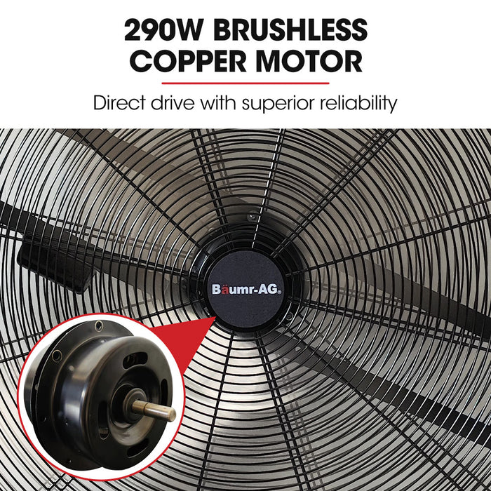 36 Inch 914Mm Industrial Mobile Floor Drum Fan 290W Brushless Motor Tilting Large Commercial Heavy-Duty Frame Eess Certified