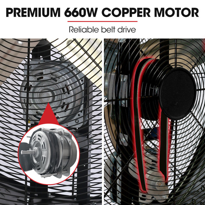 42 Inch 1067Mm 660W Industrial Mobile Floor Drum Fan Belt Drive Tilting Large Commercial Heavy-Duty Frame Eess Certified