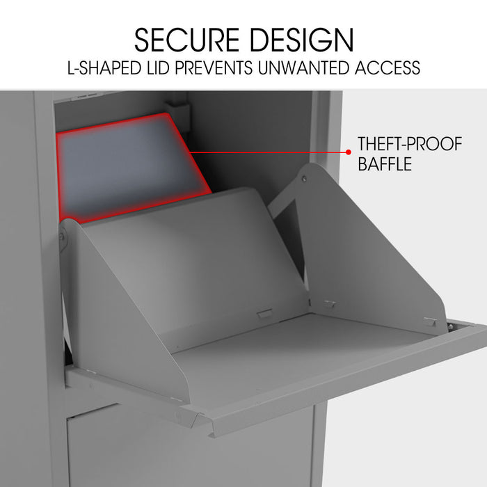 Freestanding Parcel Post Box Letterbox Letter Slot Woodland Grey