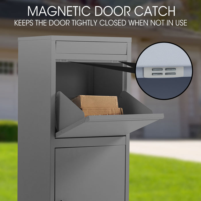 Freestanding Parcel Post Box Letterbox Letter Slot Woodland Grey