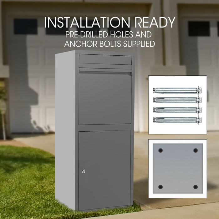 Freestanding Parcel Post Box Letterbox Letter Slot Woodland Grey