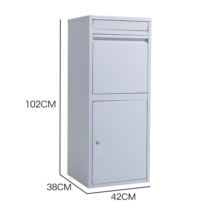 Freestanding Parcel Post Box Letterbox Letter Slot Light Grey