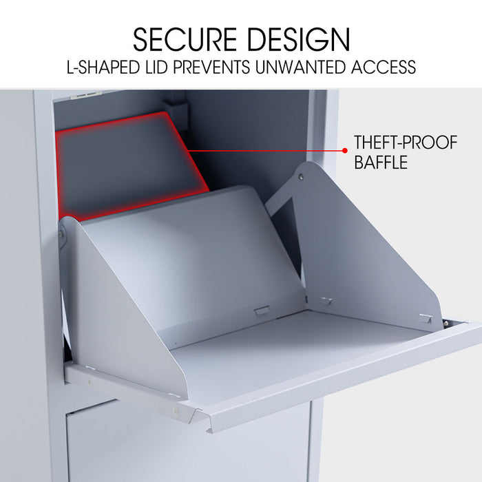 Freestanding Parcel Post Box Letterbox Letter Slot Light Grey