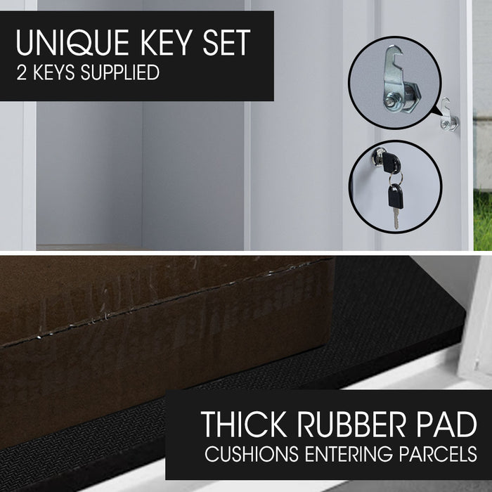 Freestanding Parcel Post Box Letterbox Letter Slot Light Grey