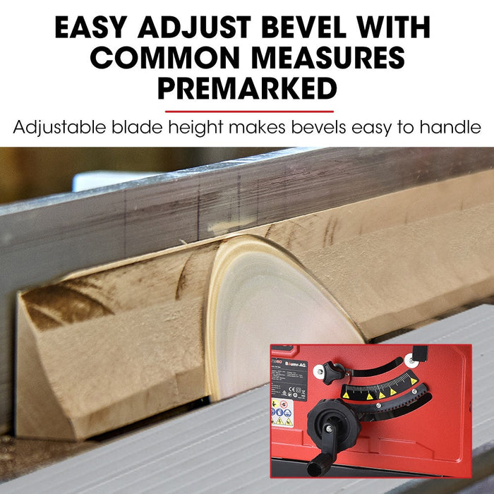 2000W 254Mm Corded Table Saw With Stand Extendable Laser Guide