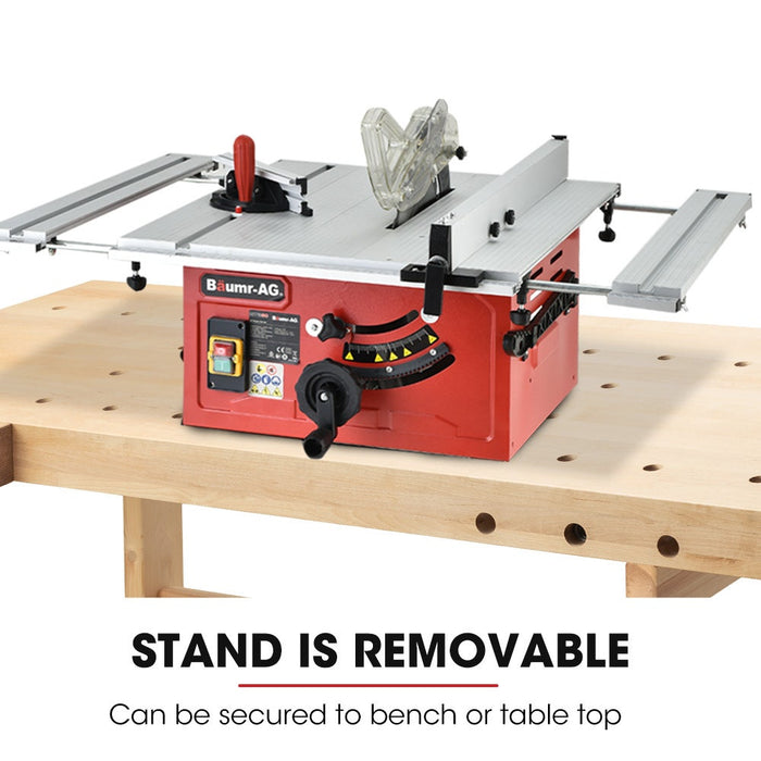 2000W 254Mm Corded Table Saw With Stand Extendable Laser Guide