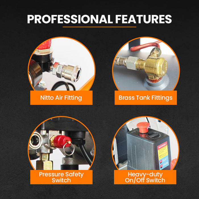 25L 1.5Hp Silent Oil-Free Electric Air Compressor Portable